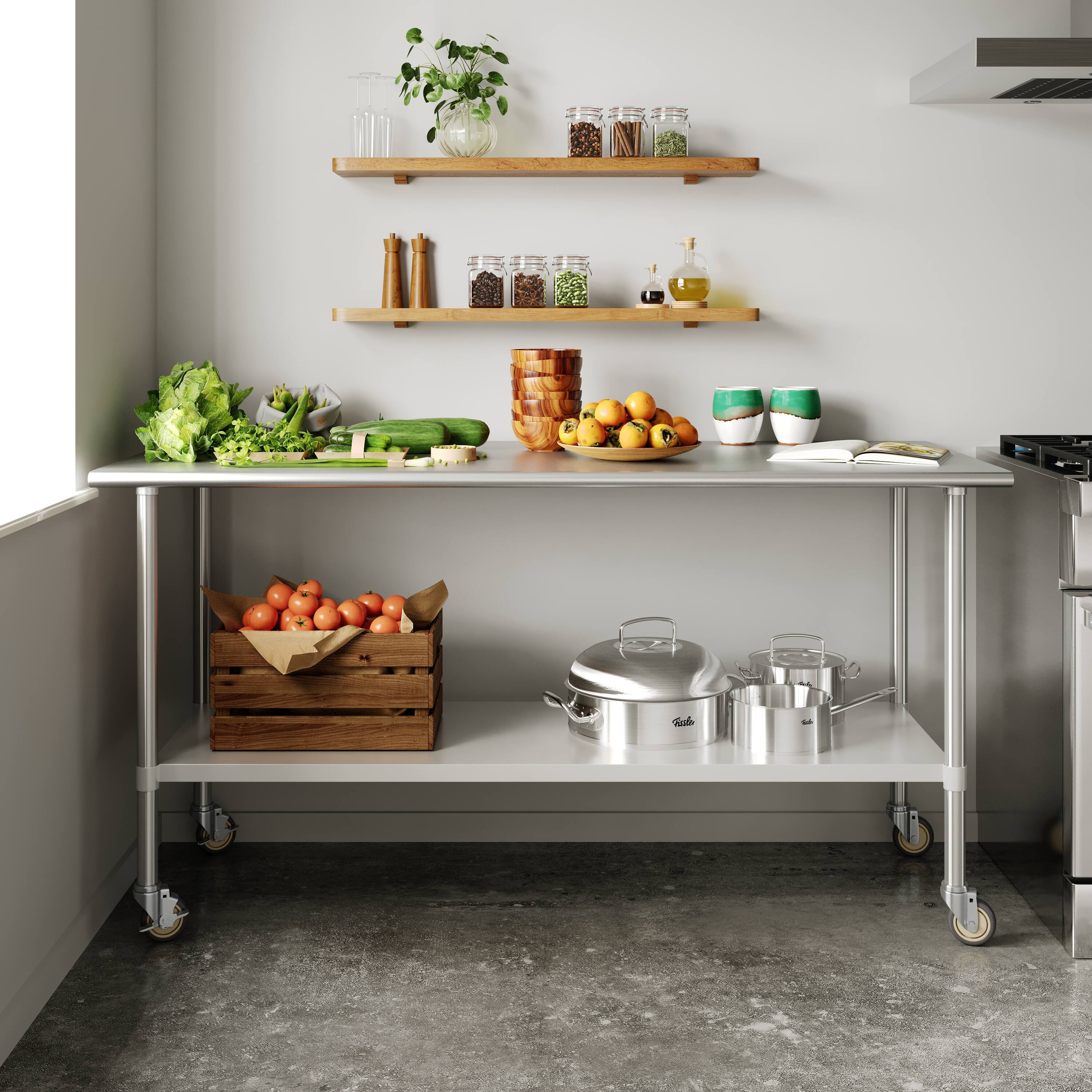Alt View 1. Flash Furniture - Reader Portable Prep and Work Table with NSF Certified 18 Gauge Stainless Steel Top Shelf, Galvanized Steel Undershelf a - Gray.