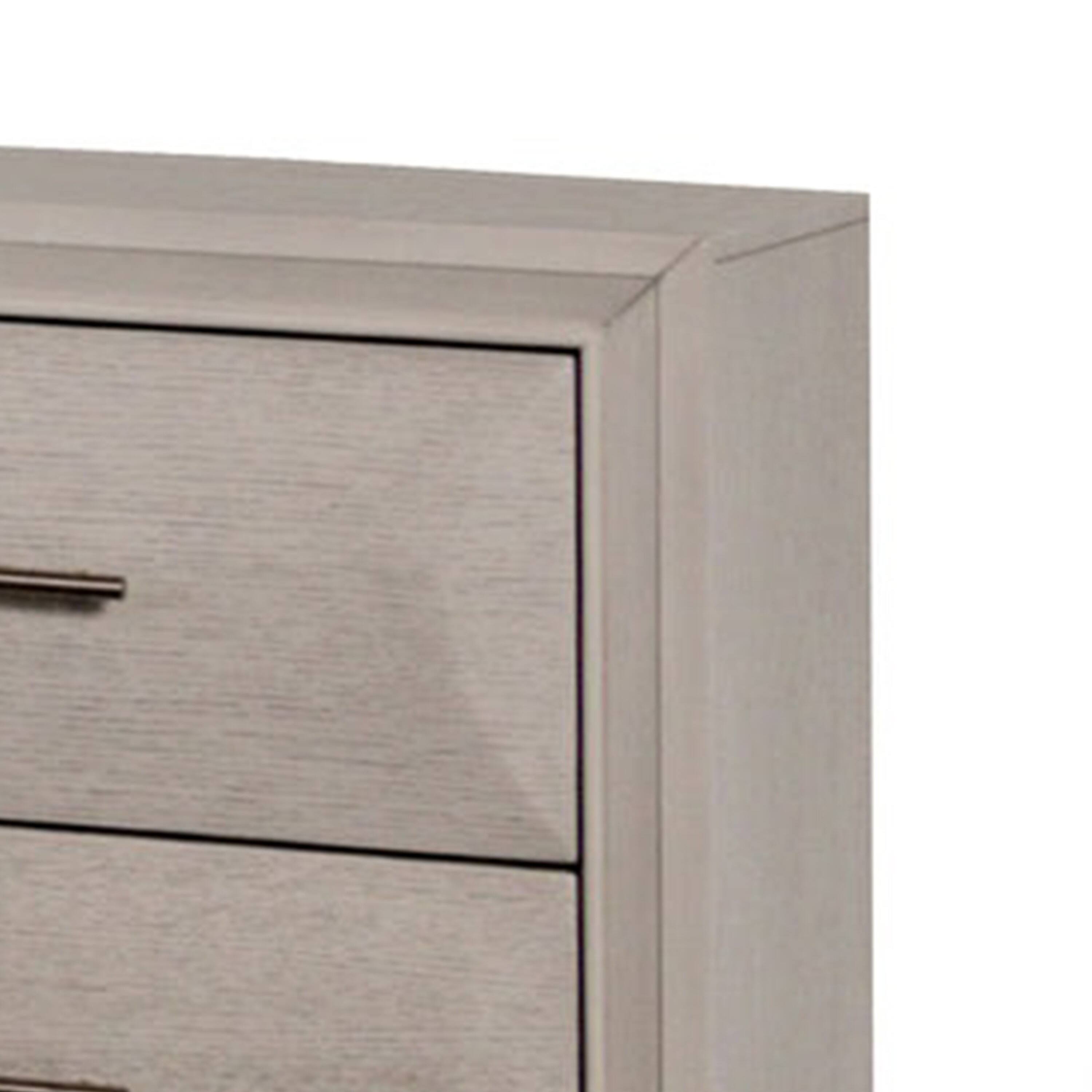 Alt View 2. Manhattan Lane - Nitz Nightstand, 2 Drawers, White Solid Wood, Metal Handles, 27 Inch - White, Gold.