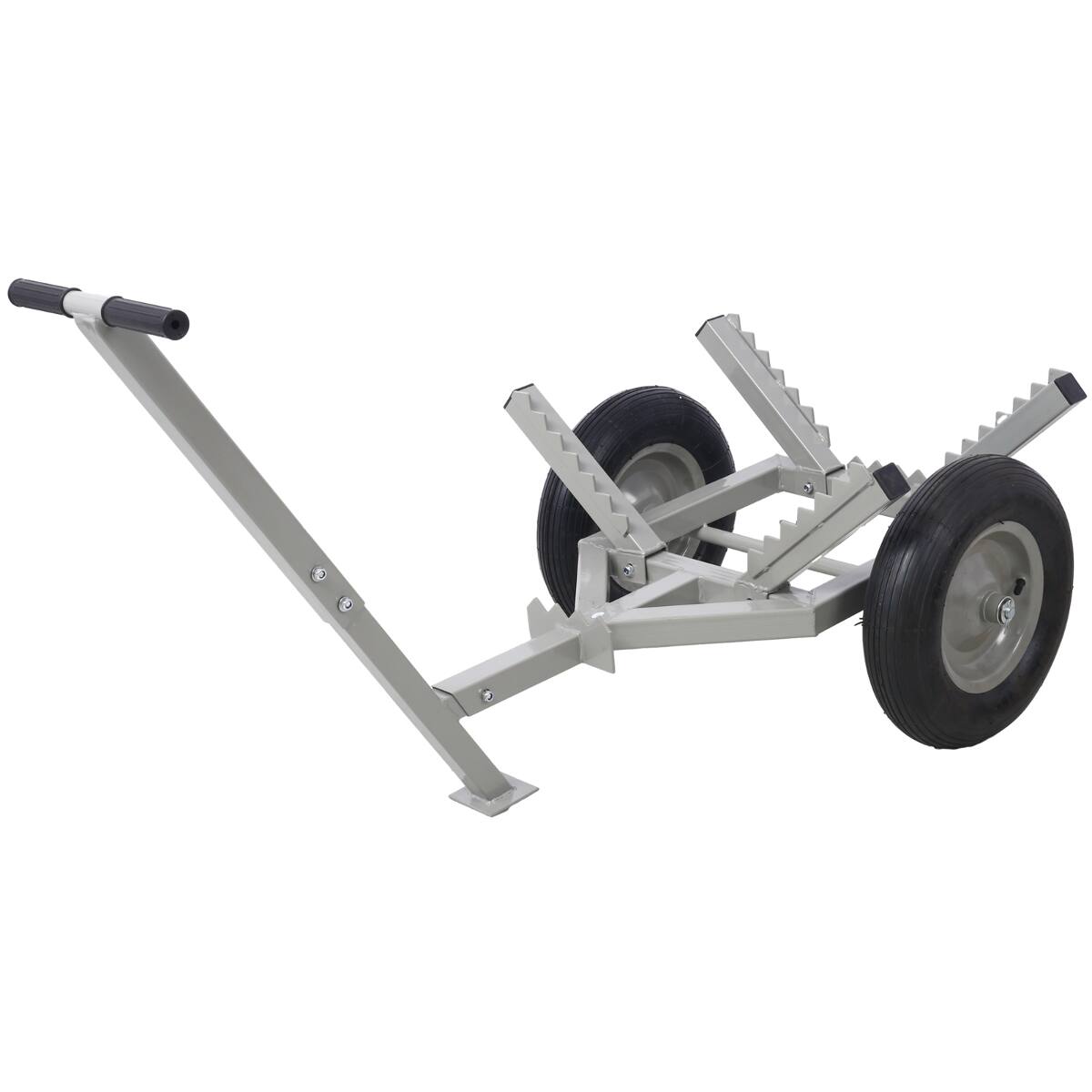 Back. Ropilly - Ropilly 440 lb Log Dolly with Load Binder, Steel Log Hauling Cart with Chain and 16 in Tires, Gray - Gray.