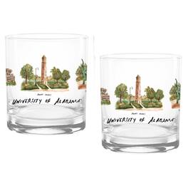 Indigo Falls - Alabama Crimson Tide 16oz. Laura Wilcox University Hall Two-Piece Rocks Glass Set - Multicolor