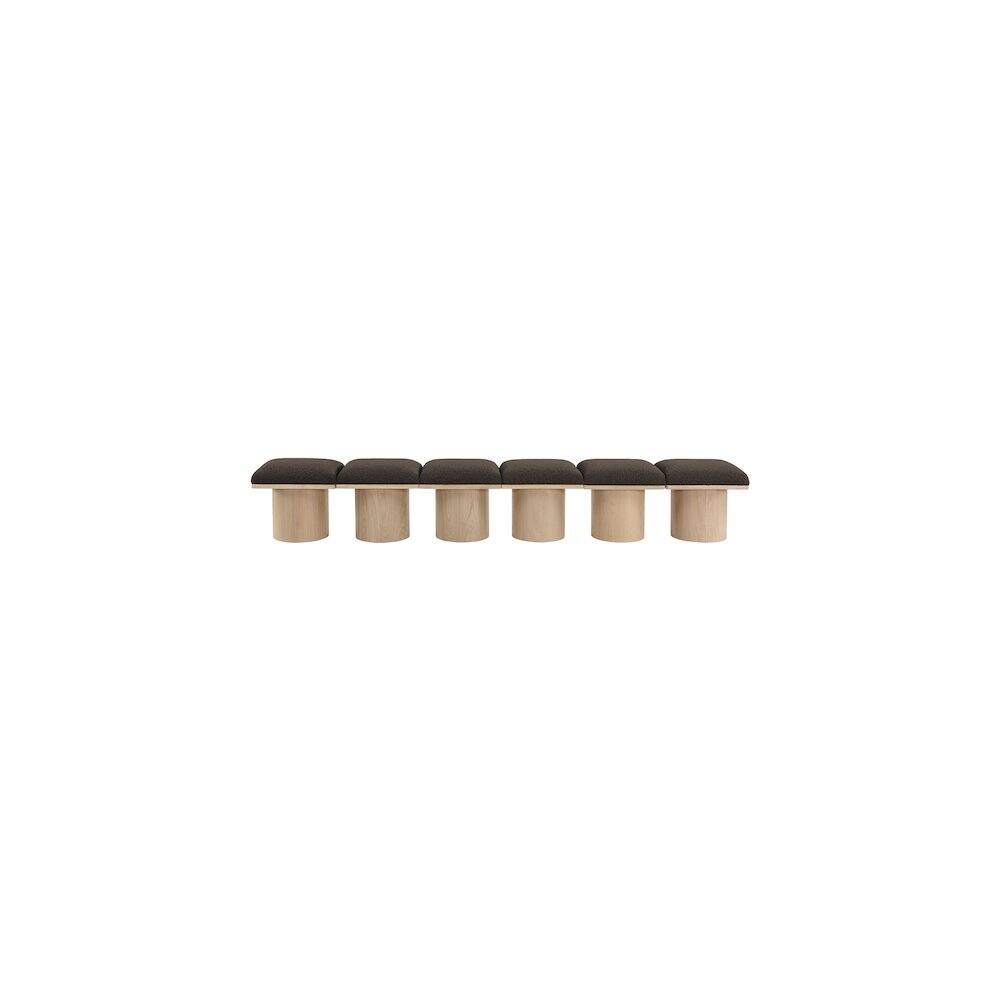 Alt View 1. Meridian Furniture - Pavilion Brown Boucle Fabric Bench - Brown.