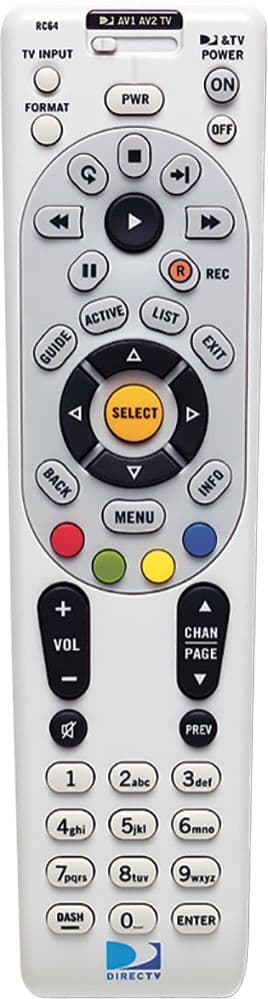 Front. DirecTV - Universal Remote - Silver.
