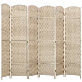 Homcom - 6 Panel Room Divider, 6' Tall Folding Privacy Screen, Hand-Woven Freestanding Wall Partition for Home Office, Bedroom - natural