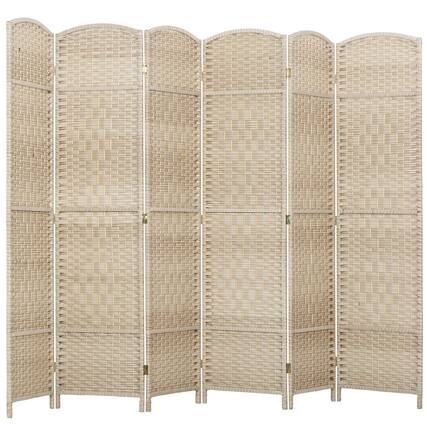 Front. Homcom - 6 Panel Room Divider, 6' Tall Folding Privacy Screen, Hand-Woven Freestanding Wall Partition for Home Office, Bedroom - natural.
