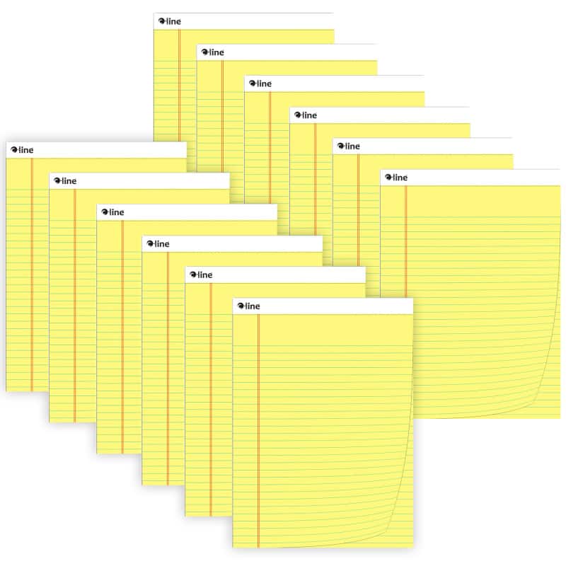 C-line - Legal Pad, Wide Ruled, Yellow, 50 Sheets, Pack of 12