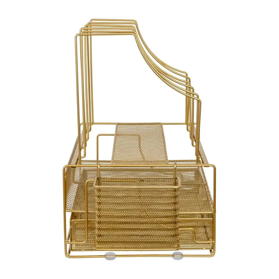 Alt View 18. Martha Stewart - Ryder Premium Large Mesh Metal Desktop Organizer - Gold.