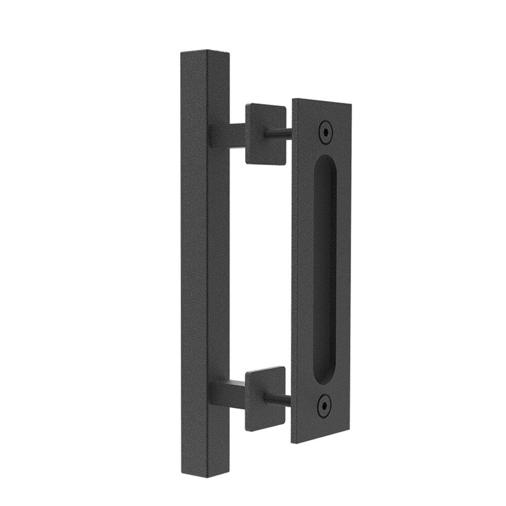 Alt View 5. Boyel Living - 10 in. Black Square Pull and Flush Sliding Barn Door Handle Set - Black.