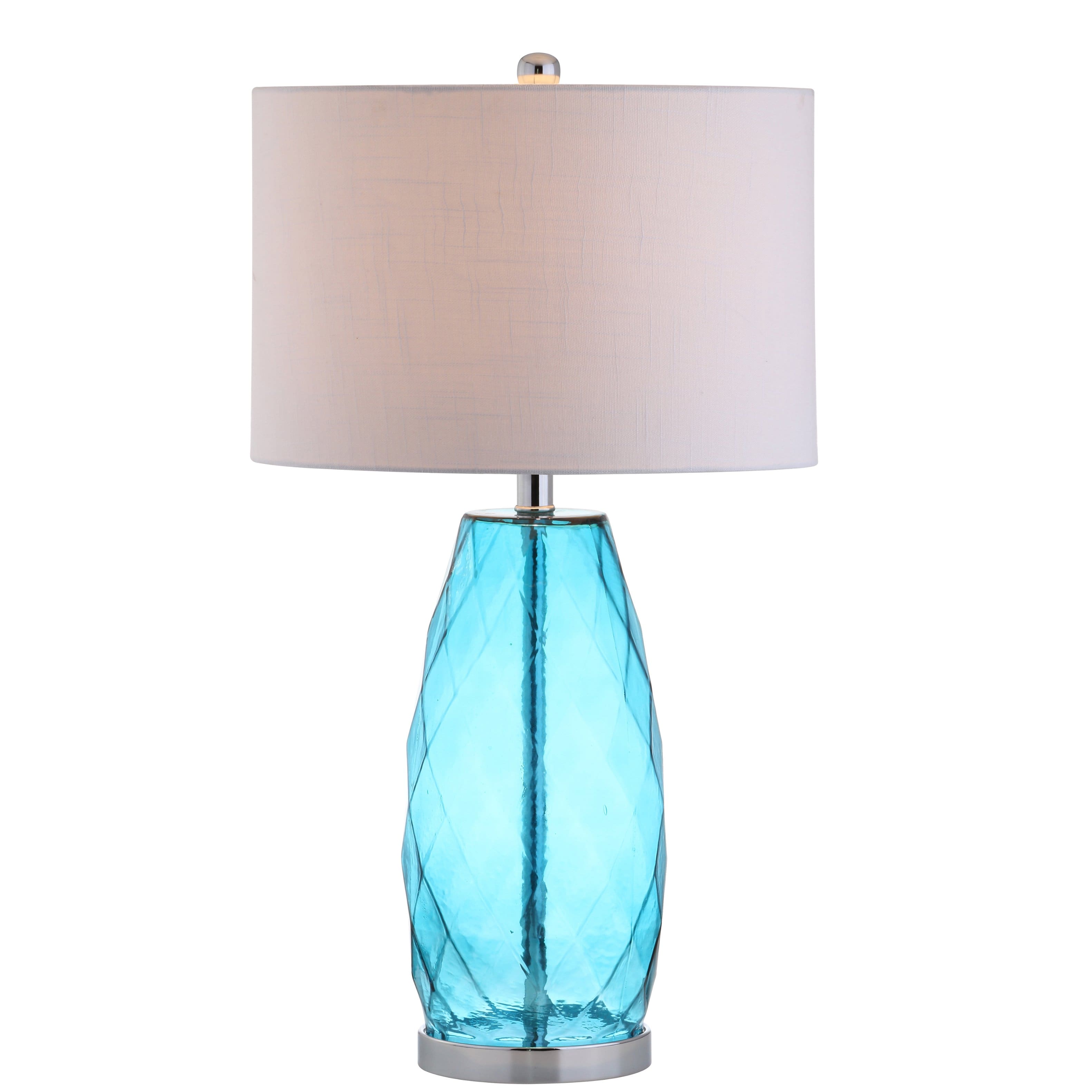Jonathan Y - Juliette 26.5" Glass/Metal LED Table Lamp - Moroccan Blue