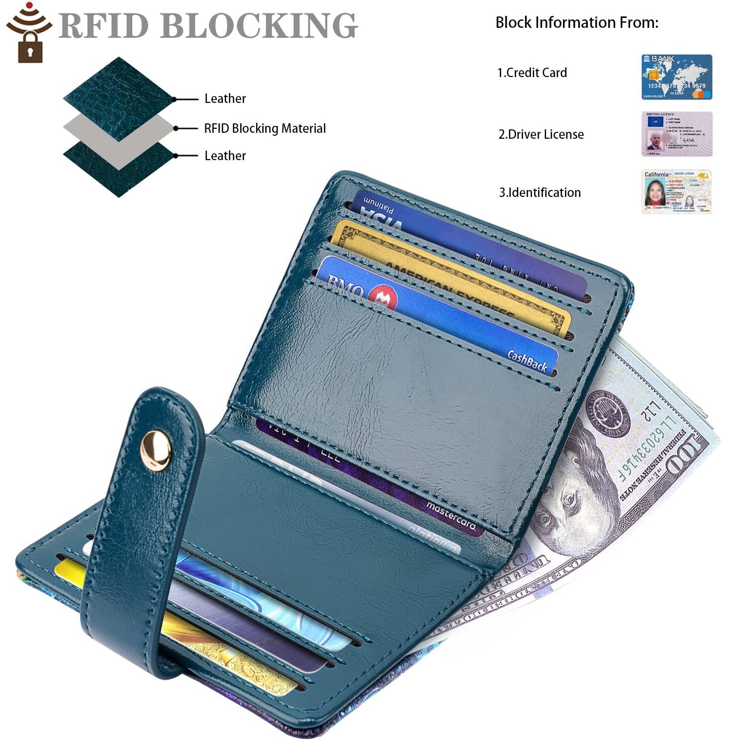 Jadie Link Small Wallets Women Slim Minimalistfor Bifold Credit Card ...