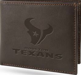Rico Industries - Houston Football Texans Genuine Brown Leather Billfold Wallet (2 cash slots, ID flap) - Multi