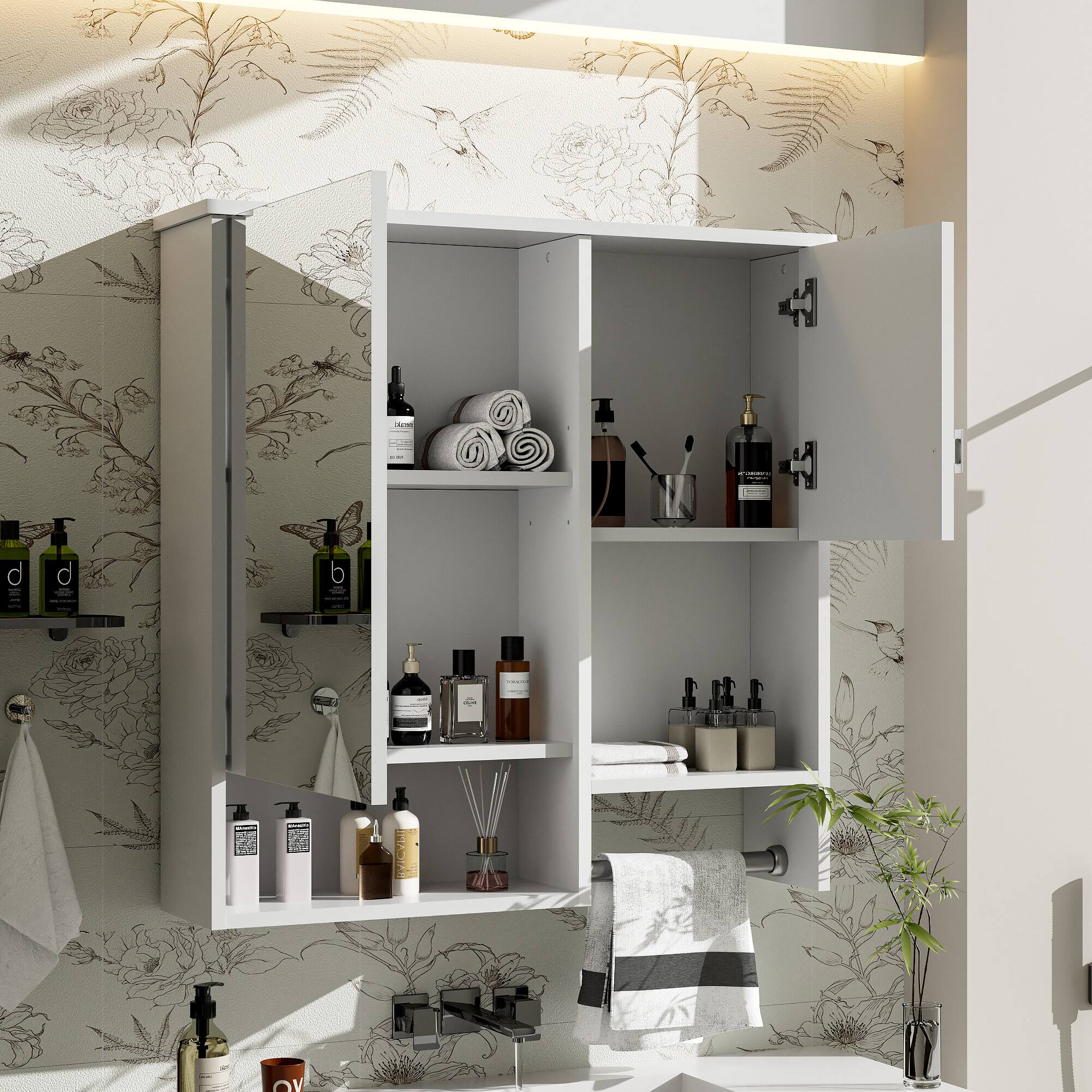 Alt View 2. APRILSOUL - 29'' x 28'' Modern Wall Mounted Bathroom Medicine Cabinet Bathroom Wall Storage Cabinet with Mirror - White.