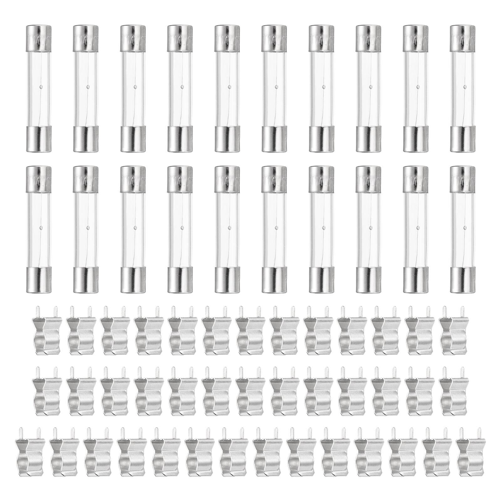 Unique Bargains - Glass Tube Fuses, 6x30mm 1A 250V Slow Fast Blow Glass Cartridge Tube Fuse with 40pcs Safety Clip 20pcs price history on PriceWatchPro