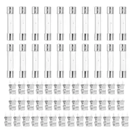 Unique Bargains - Glass Tube Fuses, 6x30mm 1A 250V Slow Fast Blow Glass Cartridge Tube Fuse with 40pcs Safety Clip 20pcs