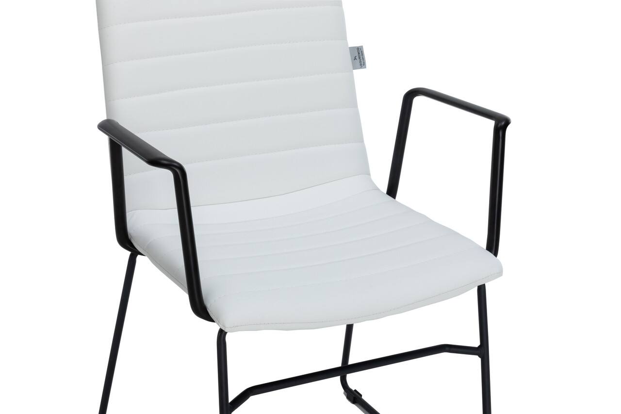 Alt View 6. LeisureMod - Zylar Office ArmChair with PU Leather, Foam Cushion, Stainless Steel Base & Ergonomic Support - White.