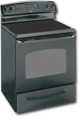 Angle Standard. GE - 30" Freestanding Electric Range - Black-on-Black.