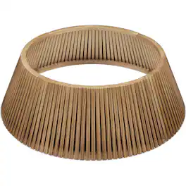Best Choice Products - 36.5in Christmas Tree Collar, Solid Wood Slatted Tree Skirt Holiday Accessory for Home - Chestnut