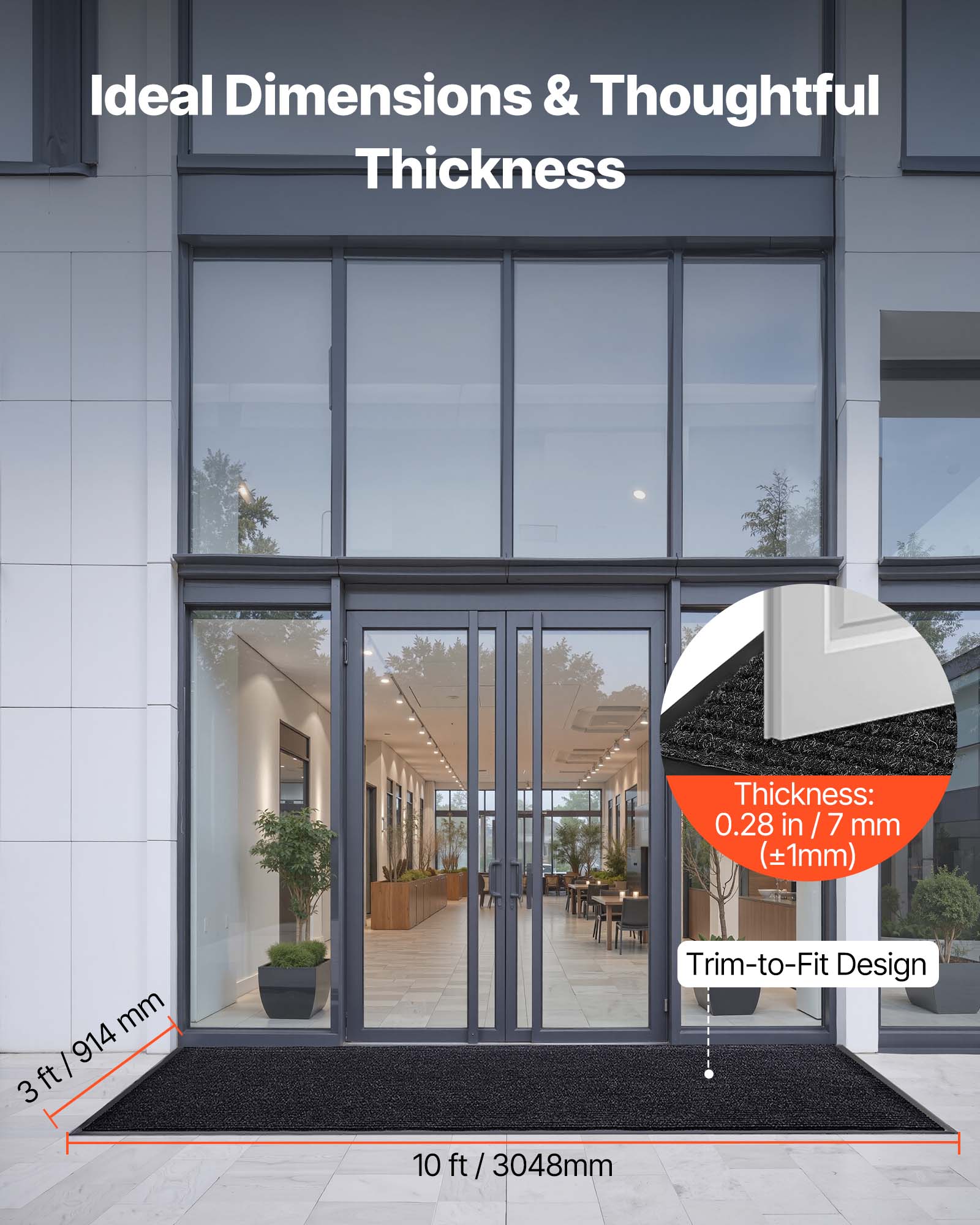 Ideal Dimensions & Thoughtful Thickness

Thickness: 0.28 in / 7 mm (±1mm)

Trim-to-Fit Design

3 ft / 914 mm

10 ft / 3048 mm