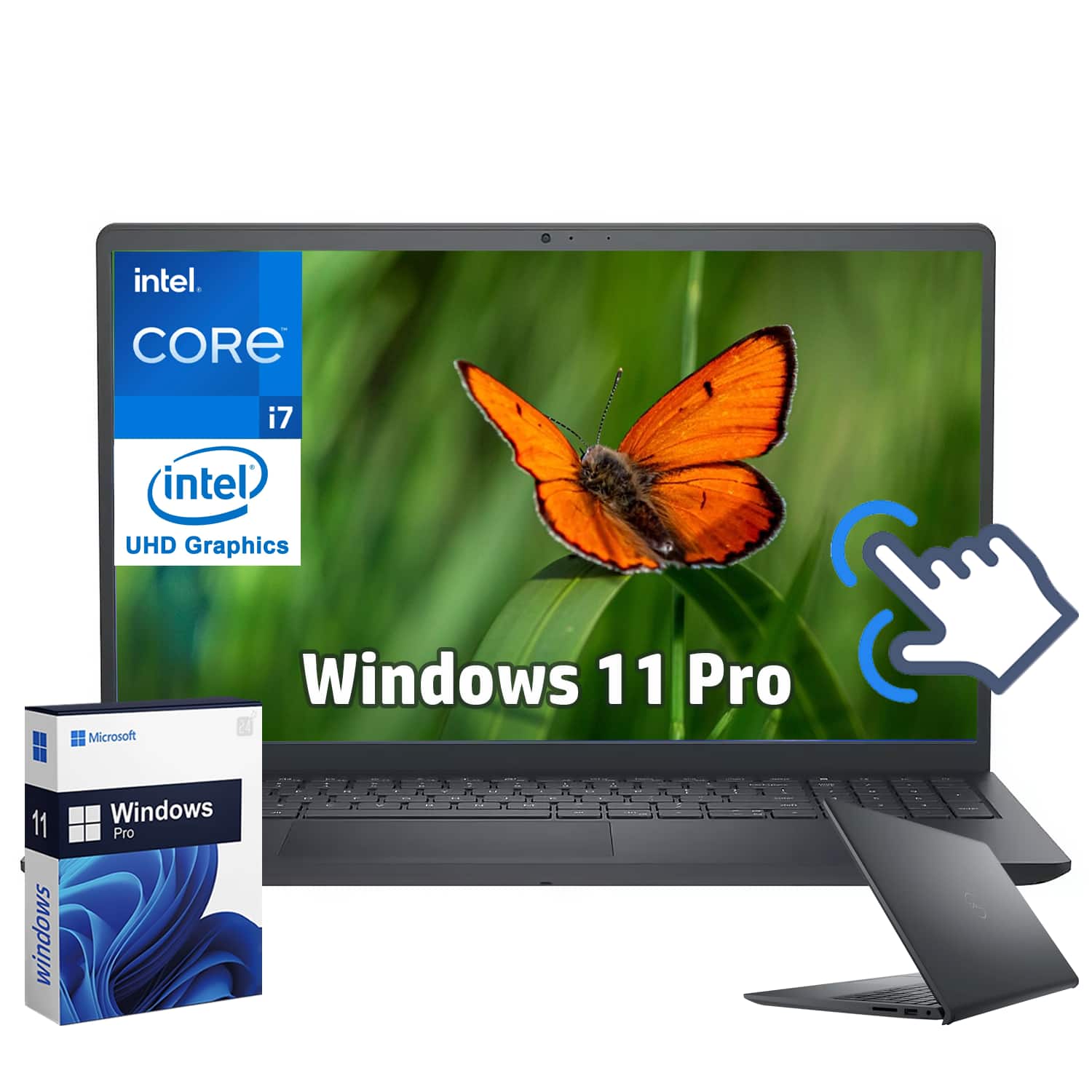 Dell - 15.6" FHD TouchScreen Laptop - Intel Core i7 1355U - 32GB RAM - 1TB SSD - Windows 11 Pro - Carbon Black