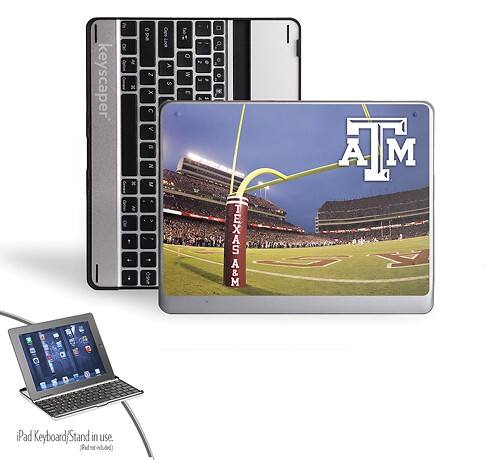 Front Standard. Keyscaper - Texas A&M Bluetooth Keyboard Case for Select Apple® iPad® Models - Silver/Black.