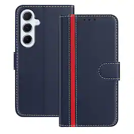 Dteck - Slim Card Holder Case for Samsung Galaxy A17 5G,PU Leather Magnetic Closure Shockproof TPU Inner Flip Wallet Cover - Blue