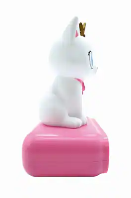 Lexibook - Alarm Clock with Cat 3D Design Night Light and Sound Effects - White