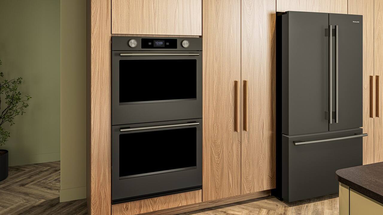 Alt View 2. KitchenAid - 30" Smart Built-In Double Electric Wall Oven with Intelligent Cooking Camera - Black Ore.