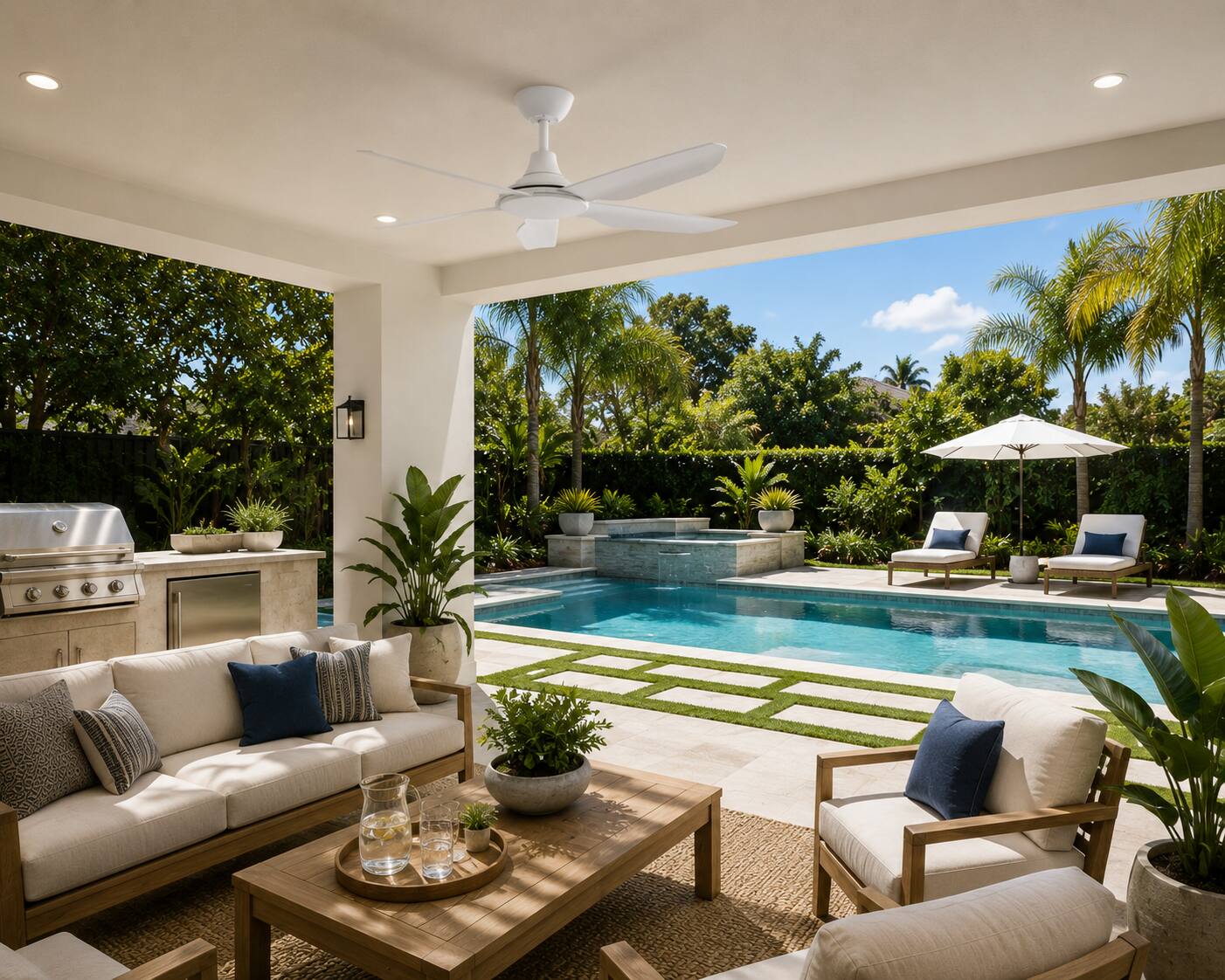Alt View 2. ENLIGHT - 52" Smart Ceiling Fan, IP66 Outdoor/Coastal, Weather Resist, Efficient + Quiet DC Motor, Reverse Mode, Matter, 5 Blades - White.