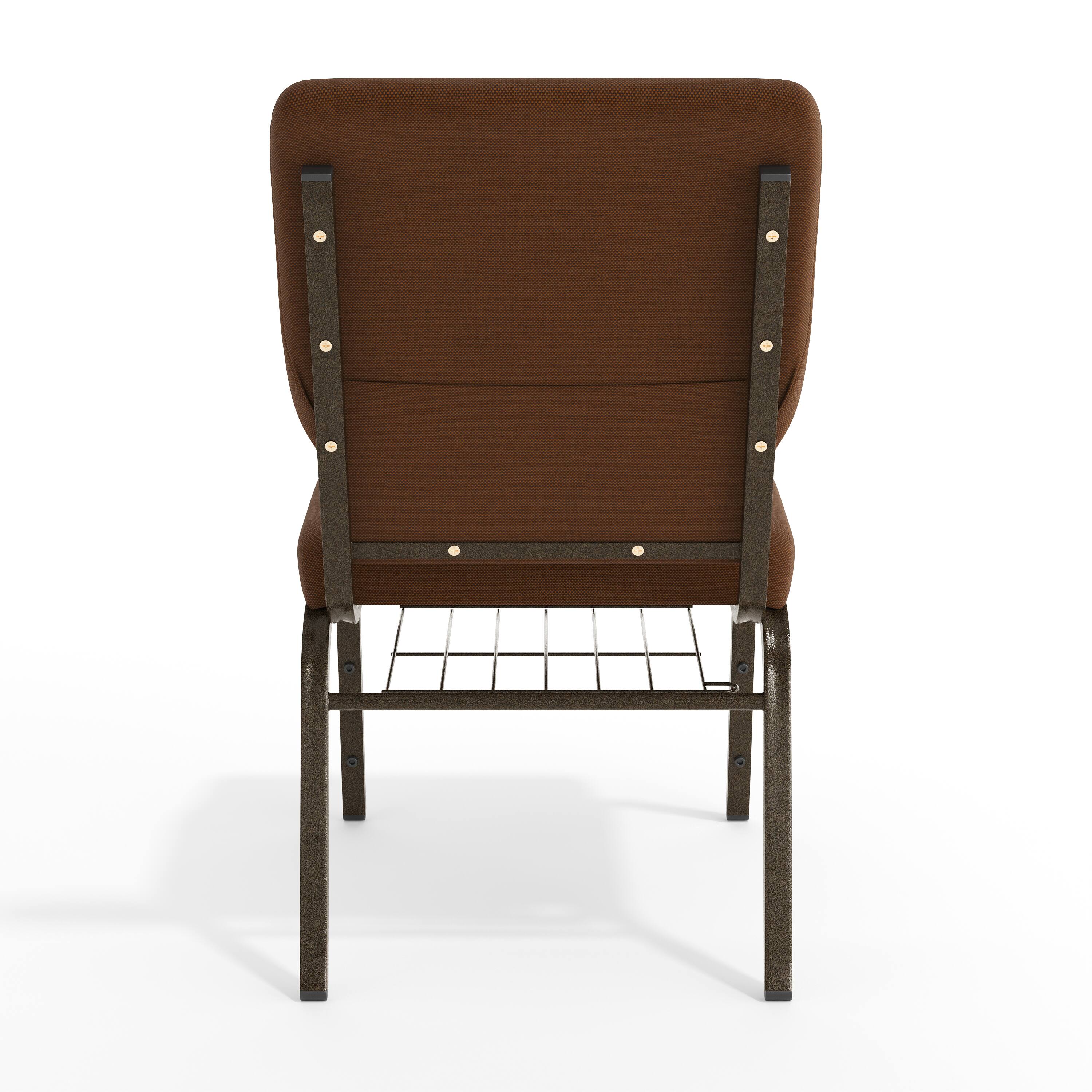 Alt View 7. Emma + Oliver - 18.5"W Church/Reception Guest Chair with Communion Cup Book Rack - Brown Fabric/Gold Vein Frame.