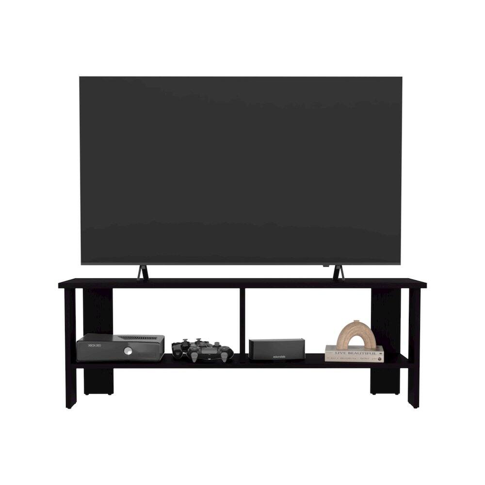 Front. TuHome - Navia Tv Stand Black Wengue MDF - Black.