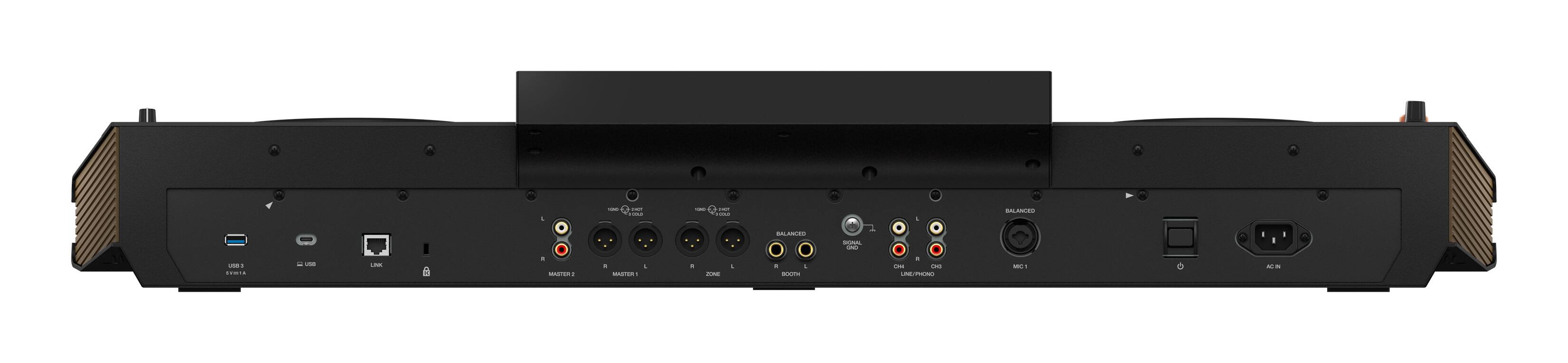 - USB 3.0 (SWIOTA)
- USB
- LINK
- MASTER 2
- MASTER 1
- ZONE
- BALANCED
- SIGNAL
- CH4
- CH3
- LINE/PHONO
- MIC 1
- AC IN