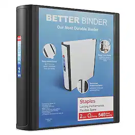 Staples - 2" 3-Ring Better Binder, D-Ring - Black