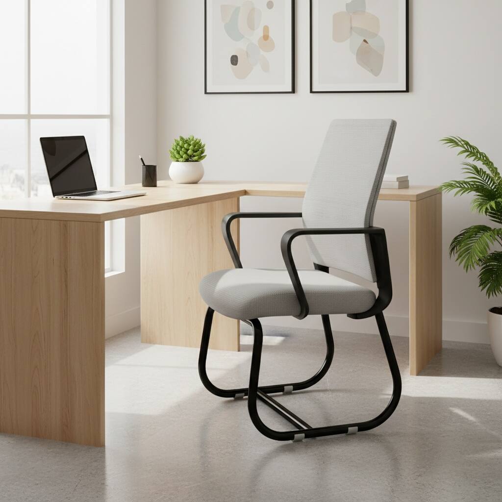 Left. Forest'nSky - Modern Office Chair with Metal Frame, Soft Comfortable Seating, Swivel Desk Chair for Home Office,Gray - Gray.
