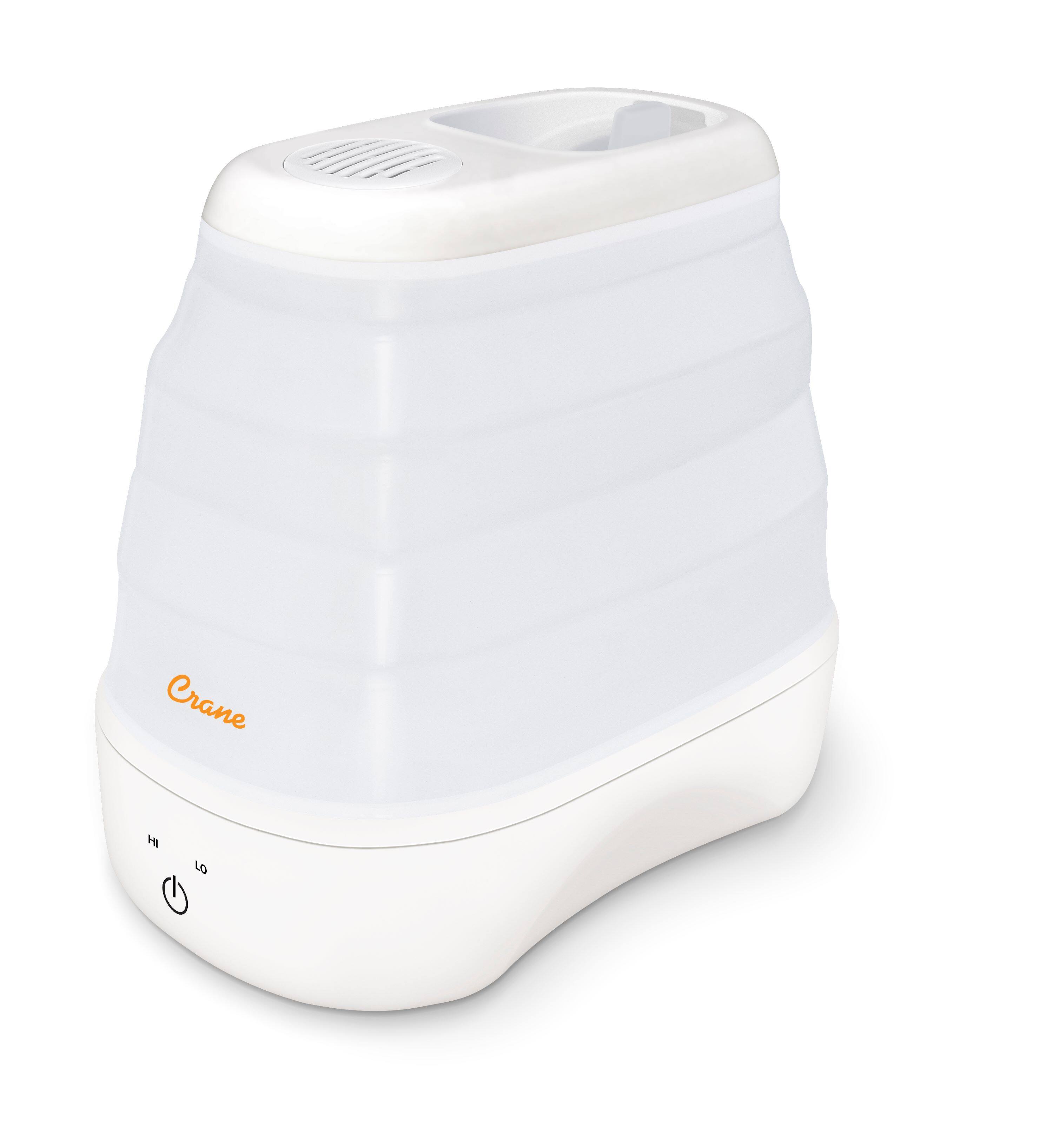 Front. CRANE - 1 Gal. Warm Mist Collapsible Humidifier, White, Top Fill, for Medium Rooms Up to 500 sq. ft. - White.
