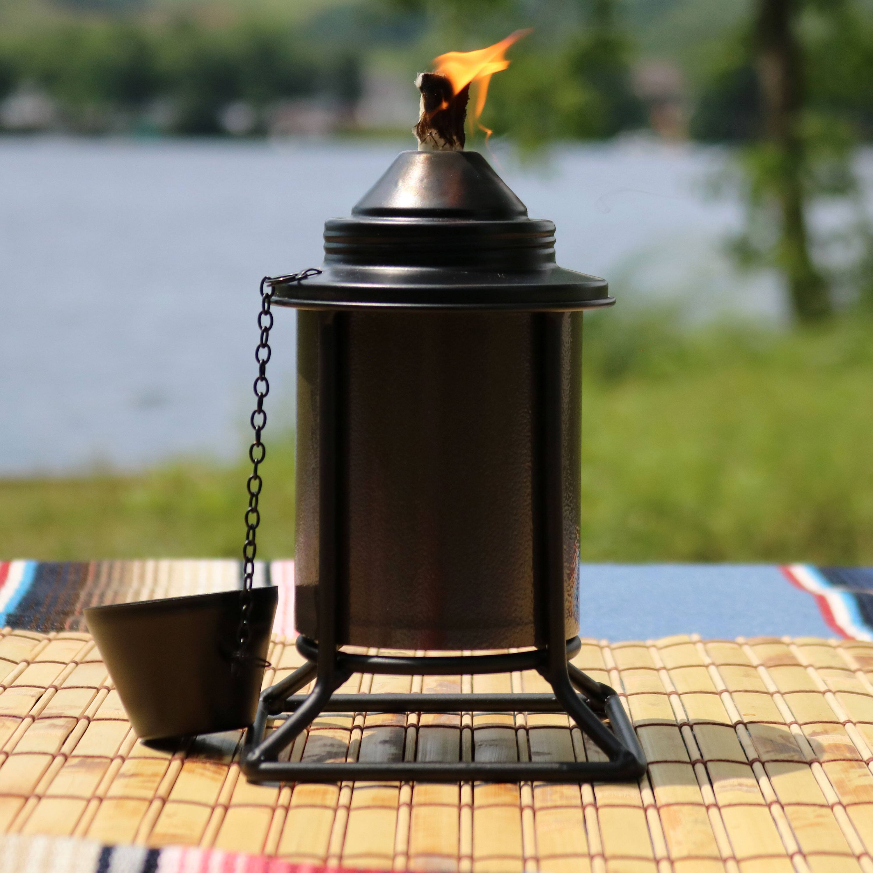 Alt View 4. Sunnydaze - Metal Square Outdoor Tabletop Torches - Set of 4 - Multi.