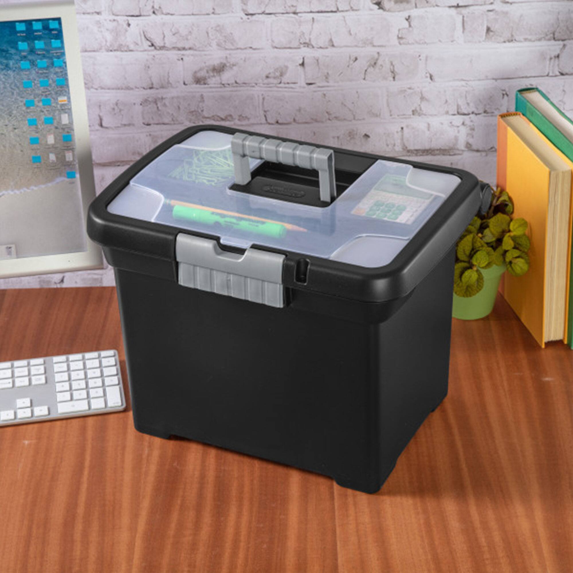 Alt View 6. Sterilite - Sterilite Portable Lockable File Box Organizer with Handle (8 Pack) - Black.