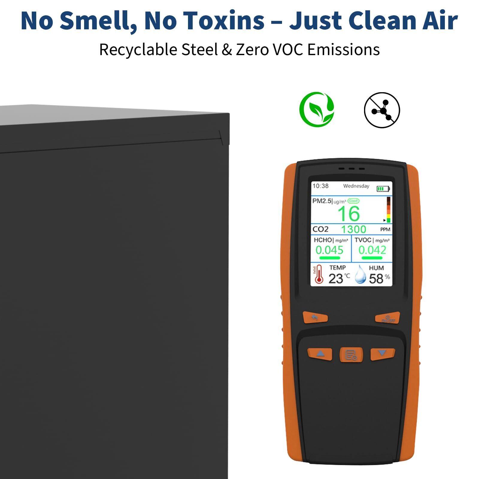 Alt View 5. Acekool - Metal Garage Storage Cabinet with Wheels & Lock, 35.4 x 31.5 x 16.5 in Rolling Cabinet with Adjustable Shelves - Black.