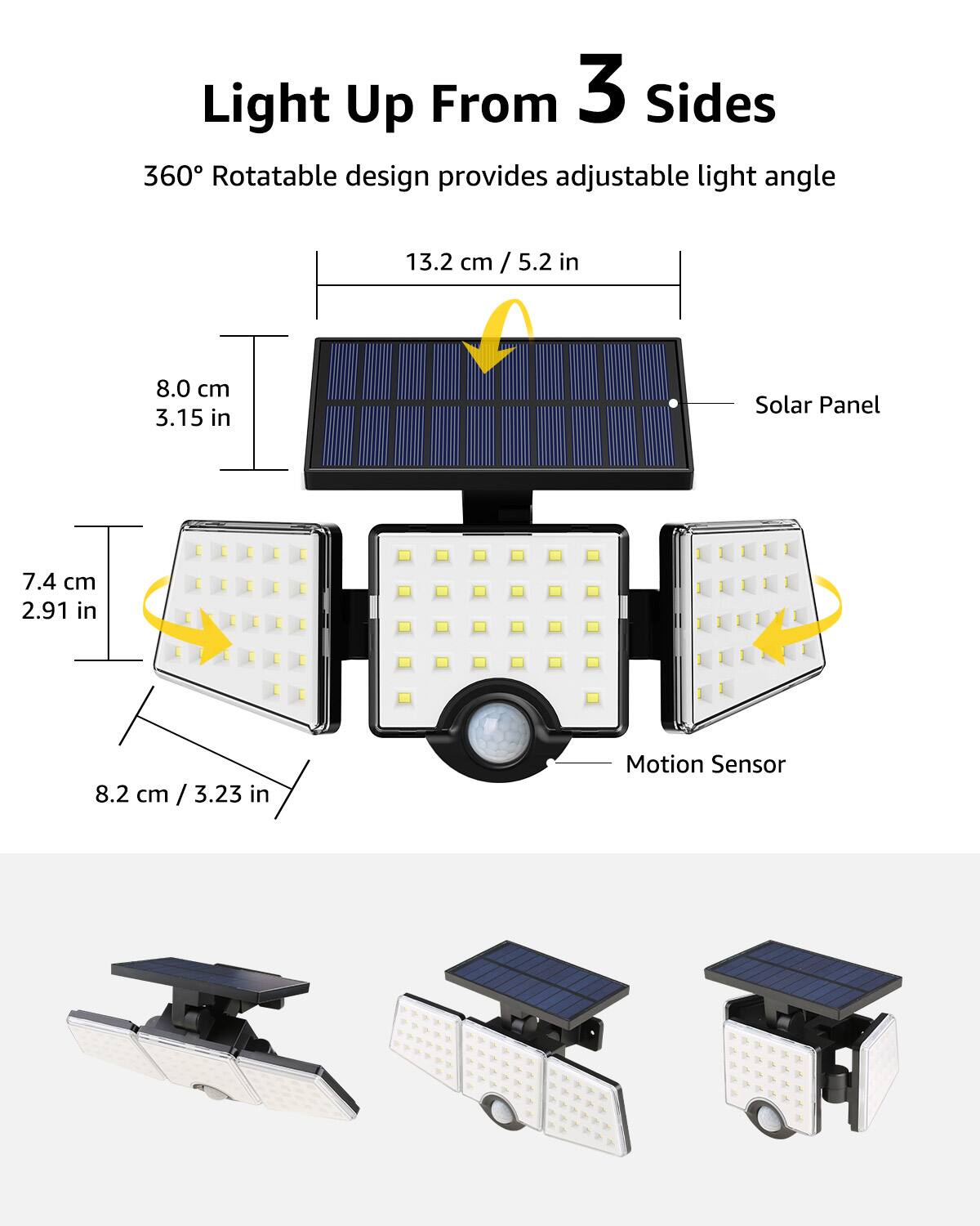 Alt View 1. Lepro - 1000LM LED Solar Flood Lights, Motion Sensor, Waterproof Wireless Solar Outdoor Wall Lights for Yard Garage Pathway.
