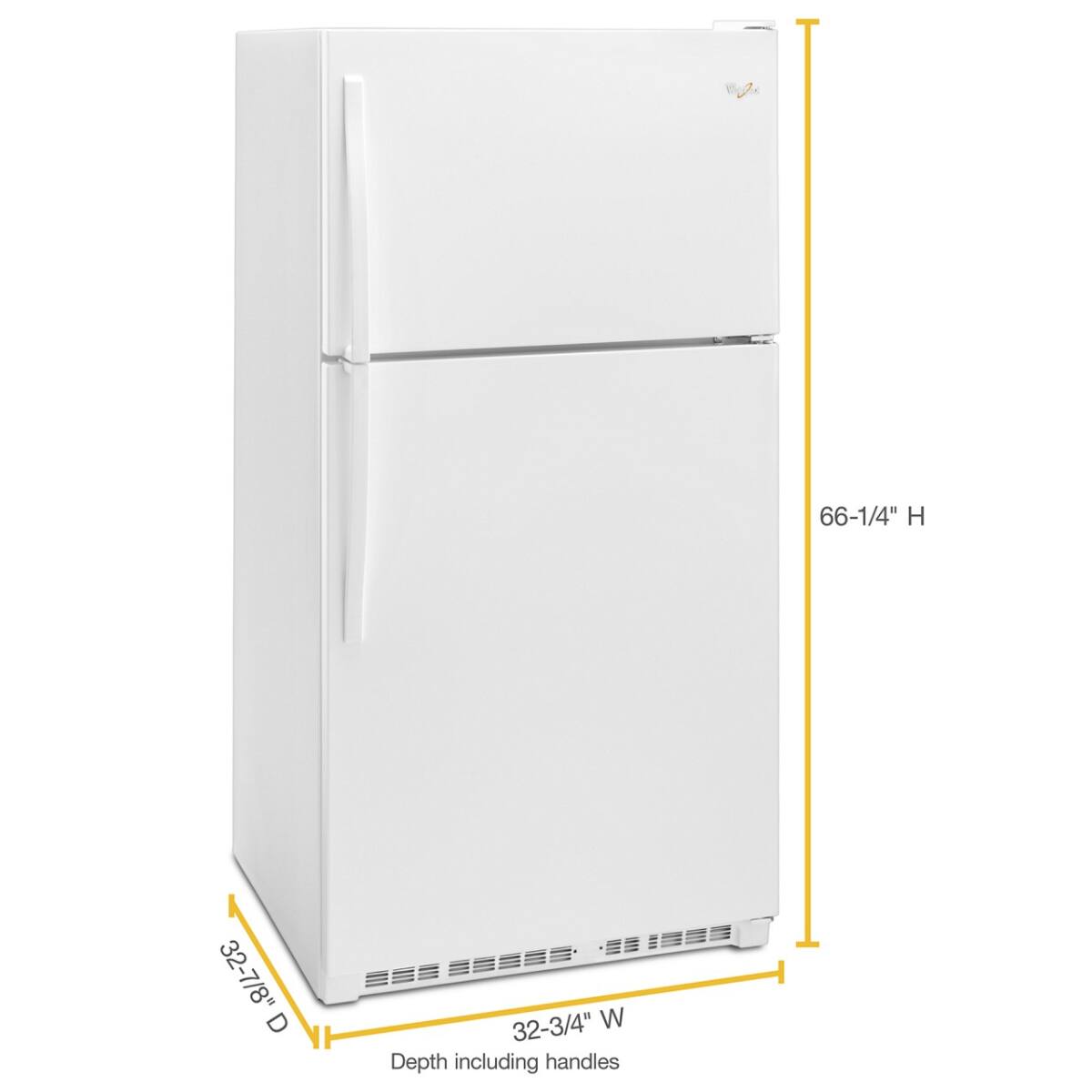 66-1/4" H  
32-3/4" W  
32-7/8" D  
Depth including handles