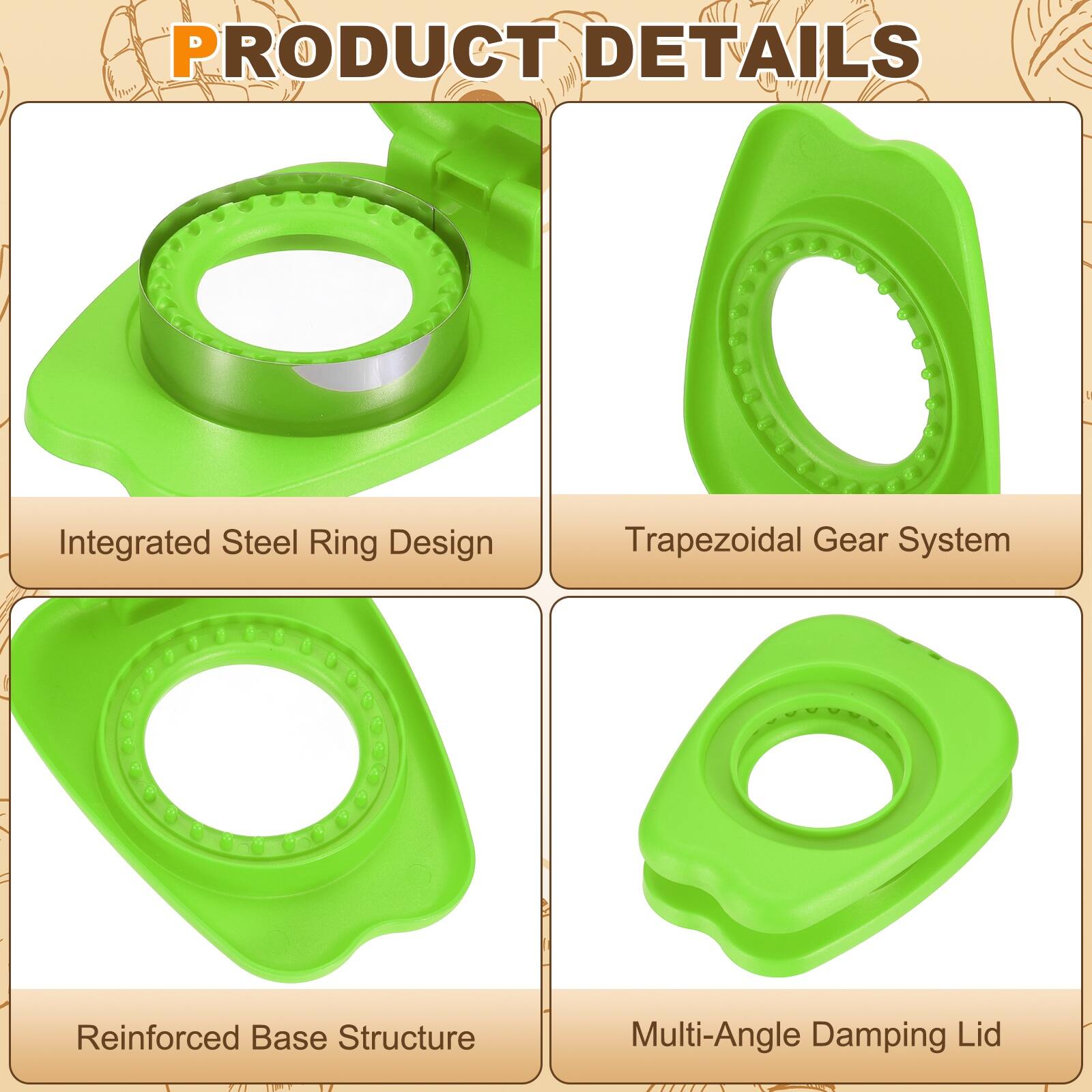 PRODUCT DETAILS

- Integrated Steel Ring Design
- Trapezoidal Gear System
- Reinforced Base Structure
- Multi-Angle Damping Lid