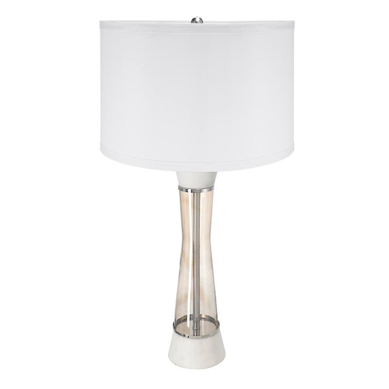 Angle. Dexmalle - Dexmalle-Marble Table Lamp with Glass Cylinder-White and Bronze.