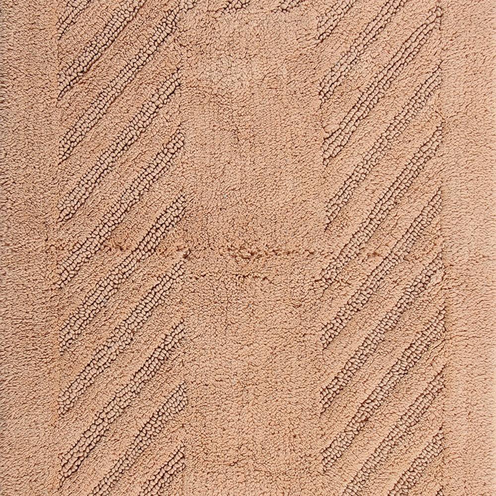 Knightsbridge - Diagonal Racetrack 100% Cotton Reversible Bath Rug - Natural