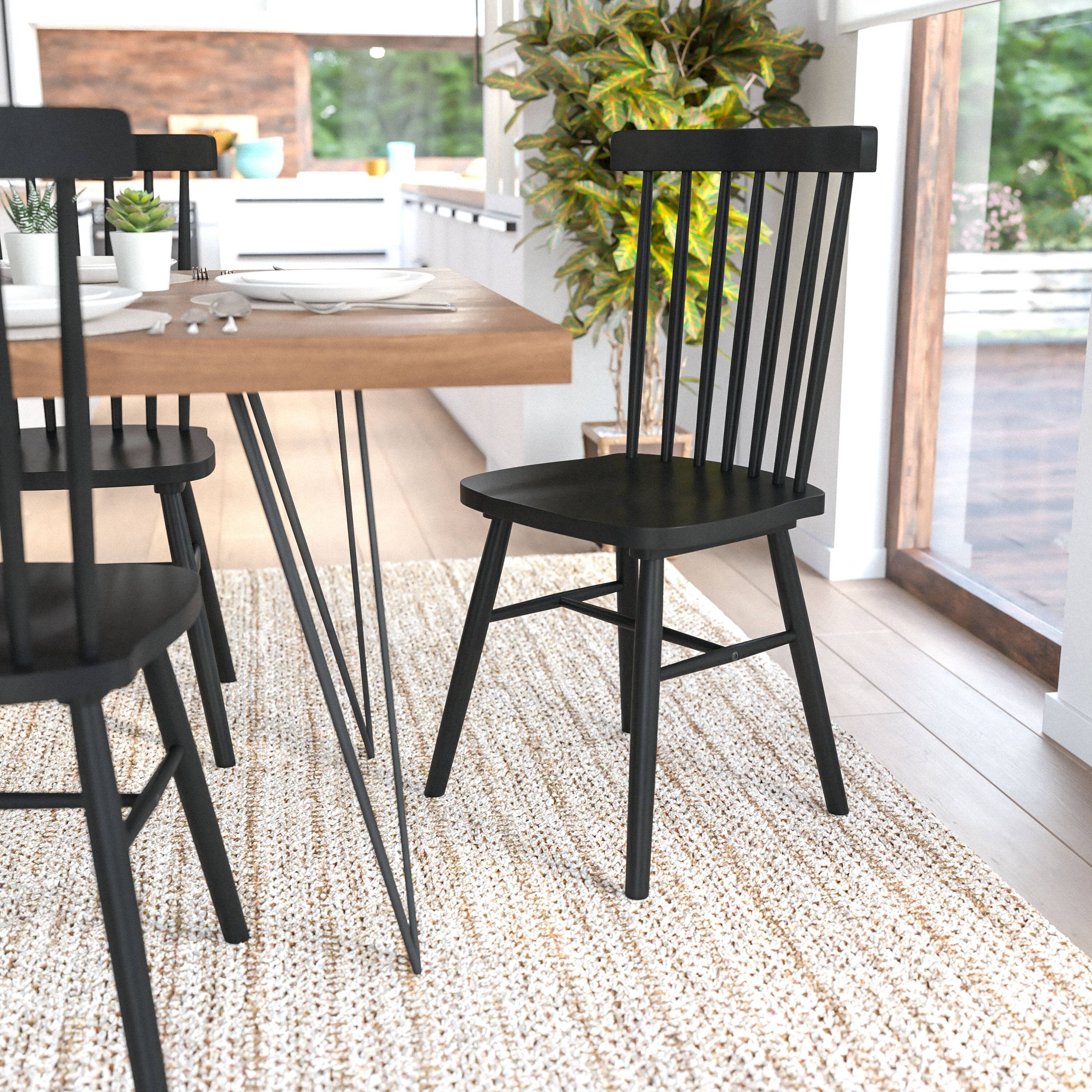 Alt View 1. Flash Furniture - Ingrid Set of 2 Commercial Grade Windsor Dining Chairs, Solid Wood Armless Spindle Back Restaurant Dining Chairs in Blac - Black.