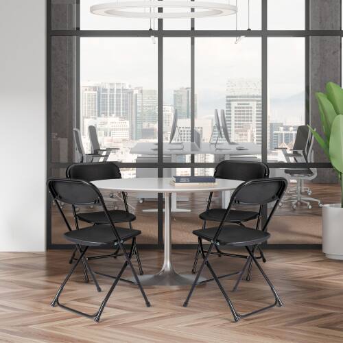 Alt View 10. Winado - Portable Plastic Folding Chair, 4PCS Commercial Seat with Steel Frame for Indoor Outdoor Wedding Party Picnic Dining - Black.