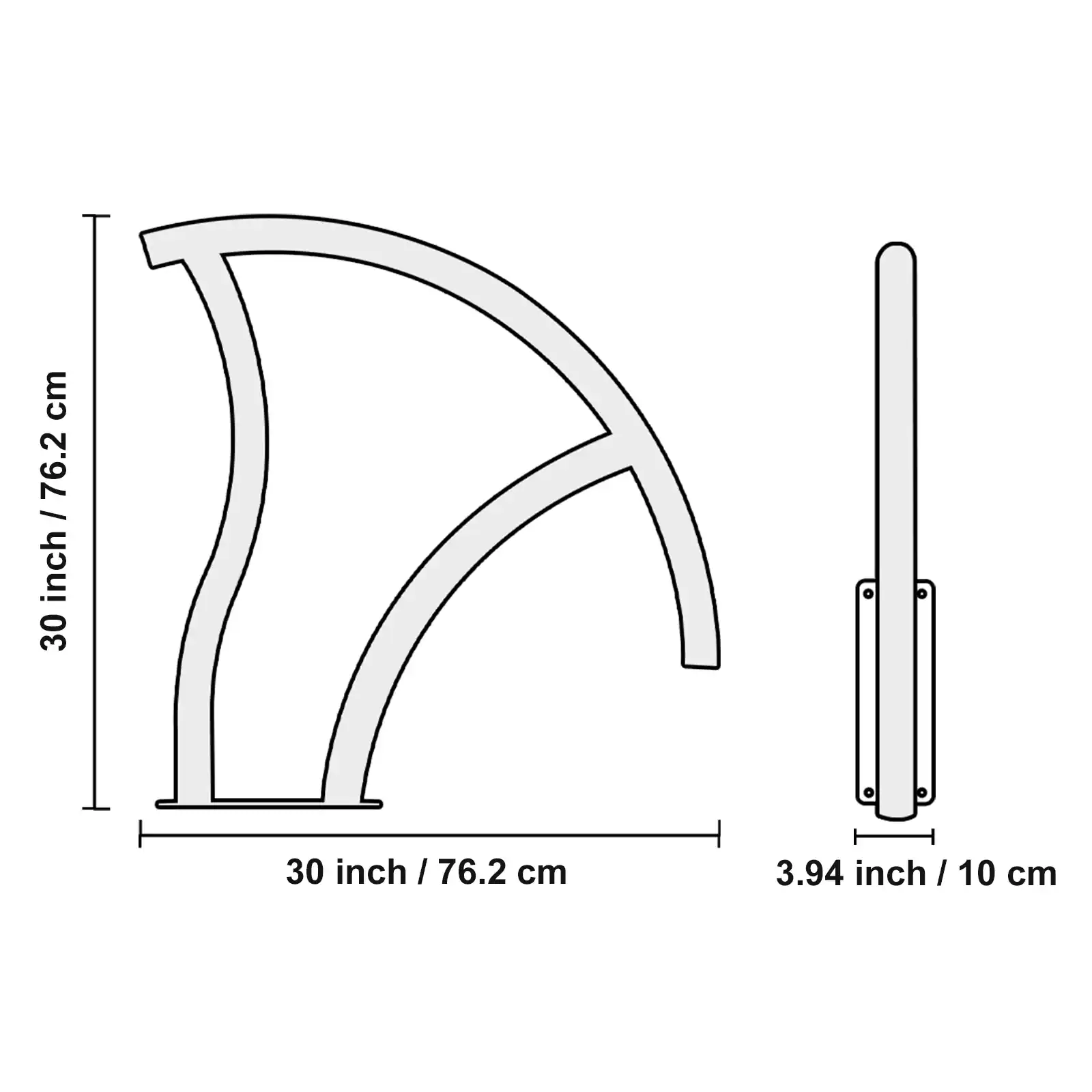 30 inch / 76.2 cm  
3.94 inch / 10 cm
