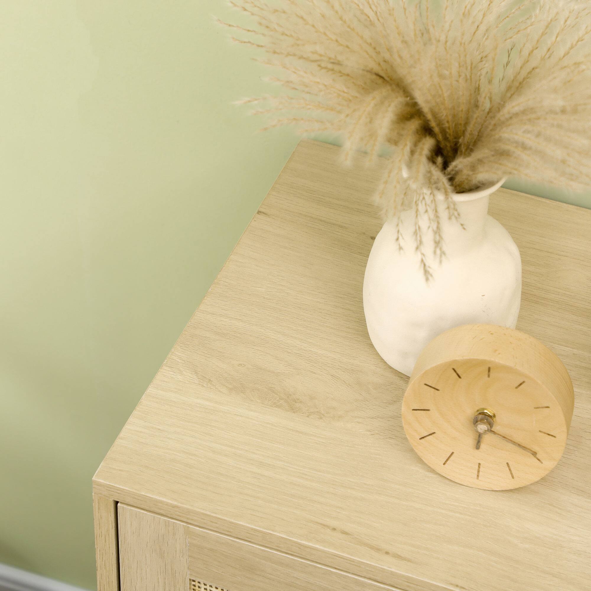 Alt View 7. Homcom - Accent Cabinet, Boho Storage Cabinet with Rattan Doors, Adjustable Shelf and Metal Base for Living Room, Kitchen - Natural Wood.