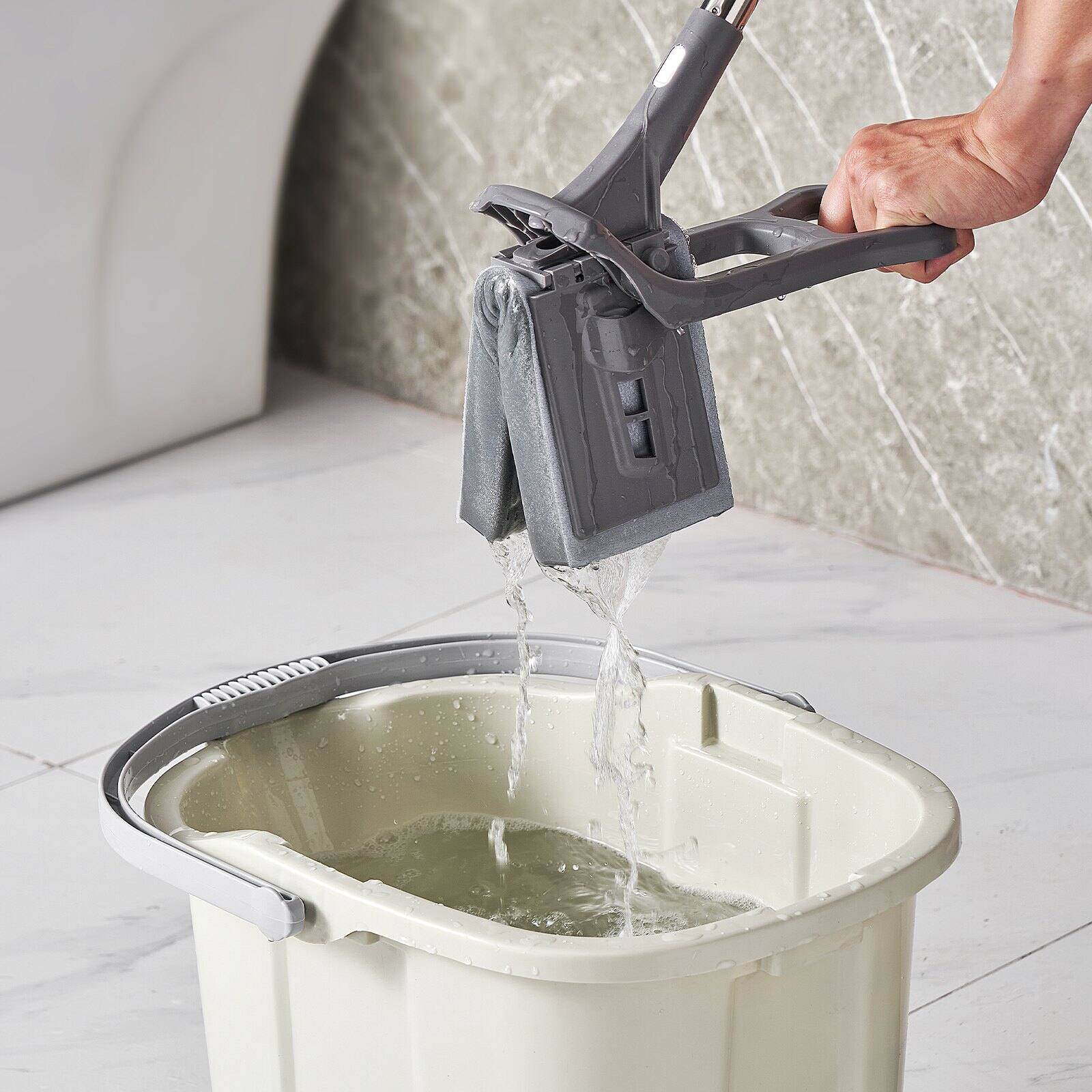 Alt View 1. Glintex - Sponge Mop with Replaceable PU Head, Easy Squeeze Design for Multi-Surface Floor Cleaning Tasks.