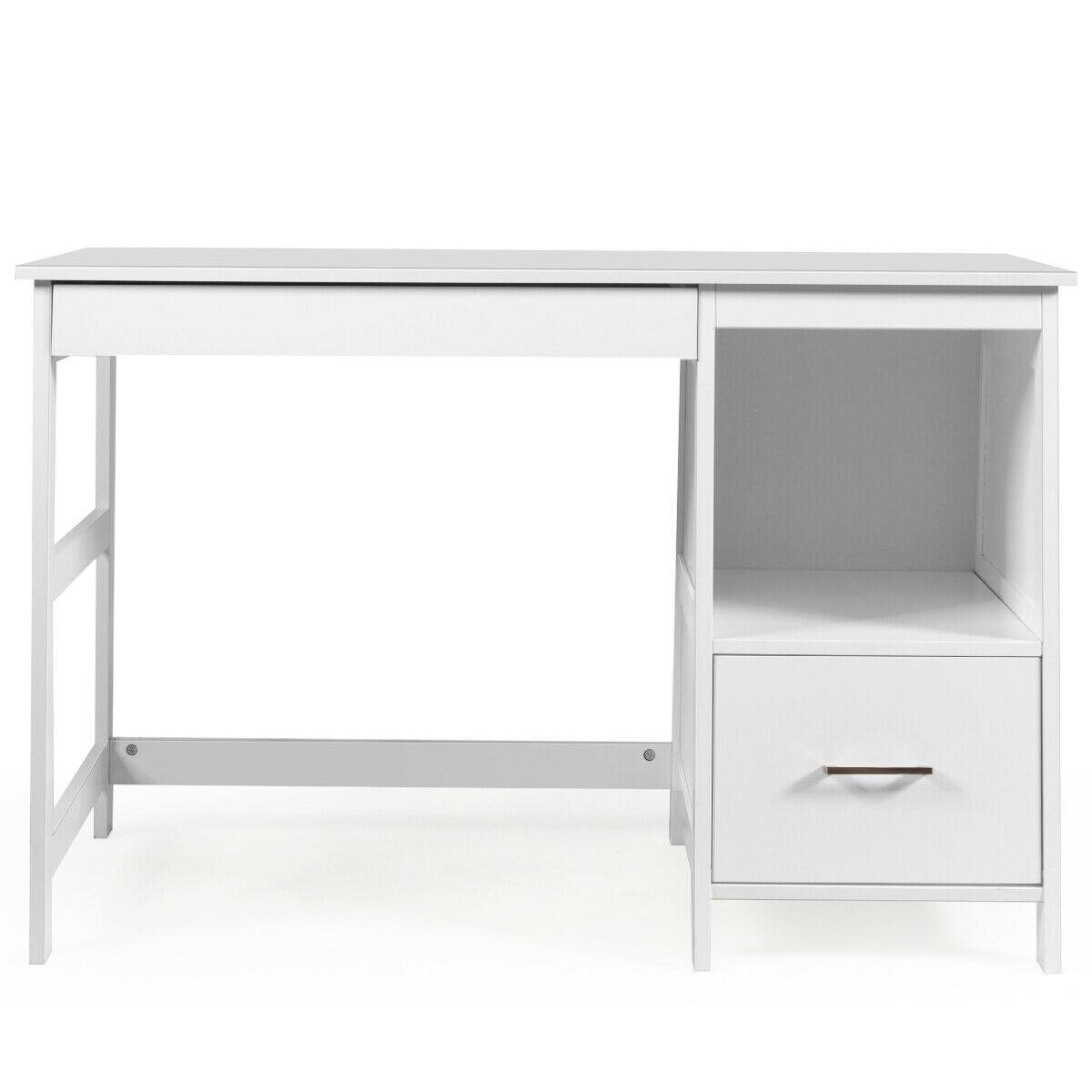 Alt View 5. Sugift - 47.5 Inch Modern Home Computer Desk with 2 Storage Drawers - White.