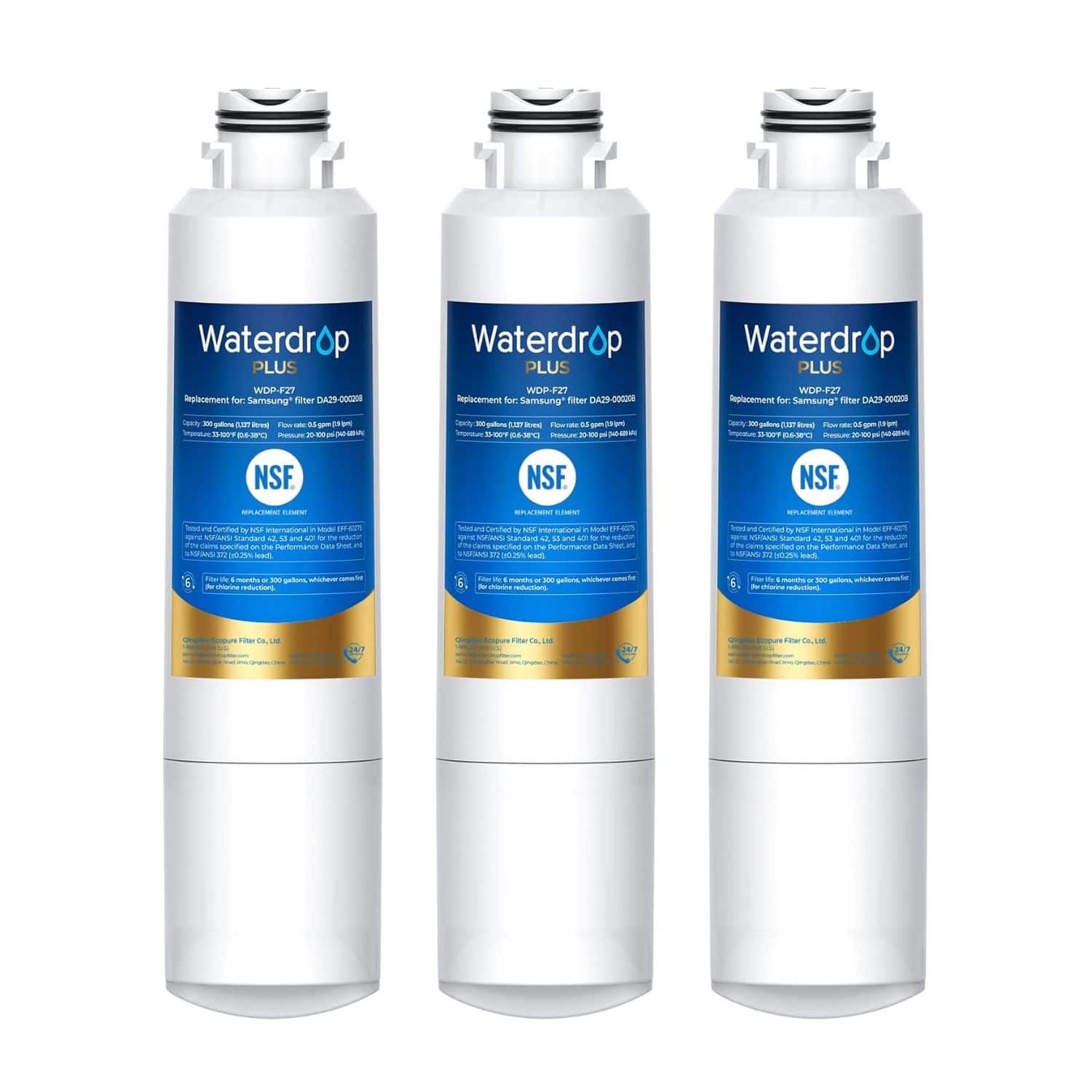 Waterdrop - WDP-DA29-00020B-3 Refrigerator Water Filter 3-Pack - White