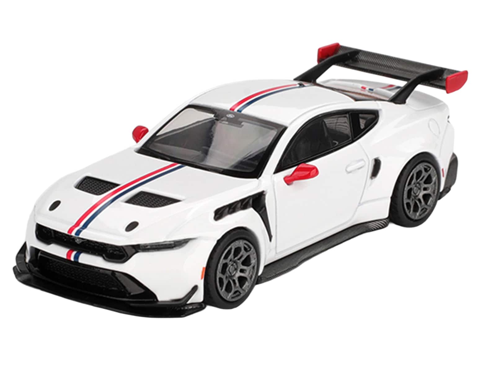 "True Scale Miniatures - Ford Mustang GTD ""Spirit of America"" White with Red and Blue Stripes Limited Edition 1/64 Diecast Model Car by Mini GT" price history on PriceWatchPro