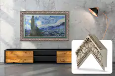 Front. Deco TV Frames - Premiere Bezel for Samsung the Frame TV - 65" - Tuscan Silver.